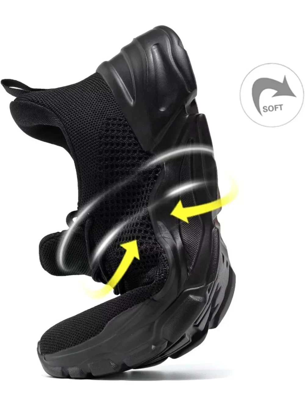 🆕Men's Dark Black Slip on Walking Shoes Ultra Light Breathable Running Shoes